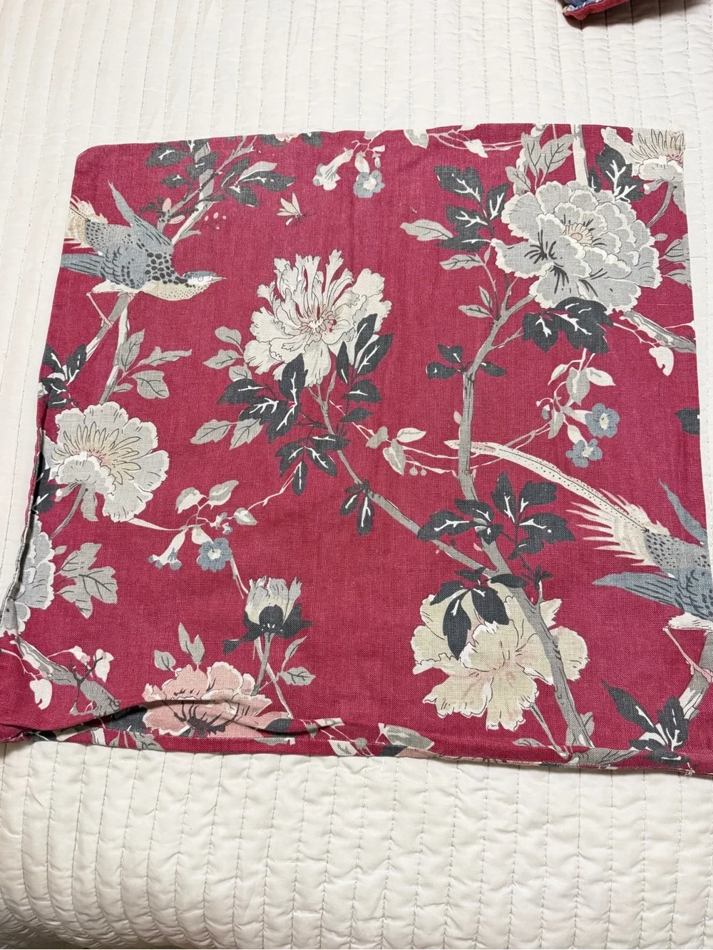 Pottery Barn Brighton Pillow Shams Burgundy Floral Bird Pillow Covers Set of 2
